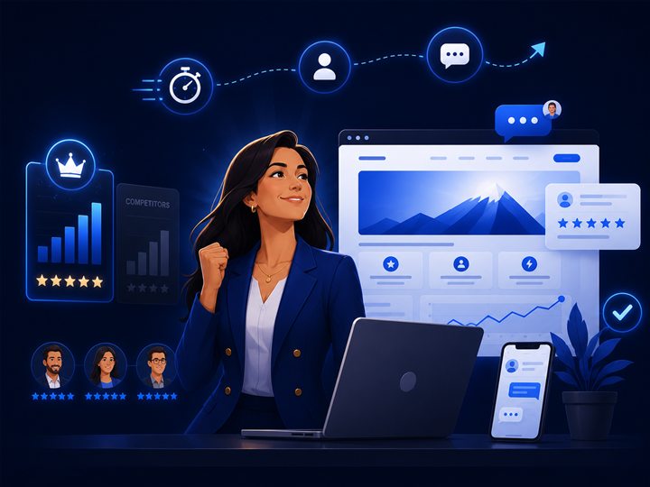 Cartoon illustration representing a sharper digital presence